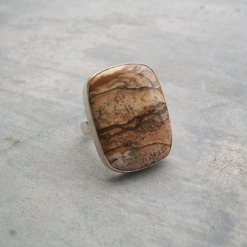 Picture jasper ring Large stone