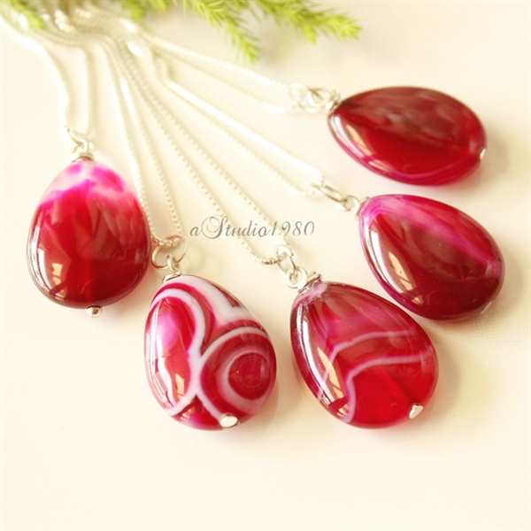 Pink Bridesmaid gift set of 5 - Bridesmaid jewelry silver