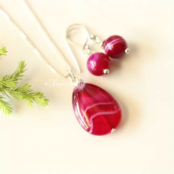 Pink Bridesmaid gift set of 5 - Bridesmaid jewelry silver