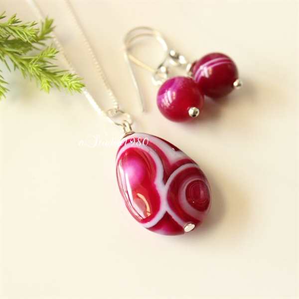 Pink Bridesmaid gift set of 5 - Bridesmaid jewelry silver