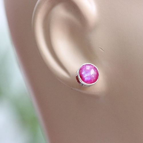 Pink Moonstone Earrings, Moonstone Stud Earrings, 925 Silver Jewelry