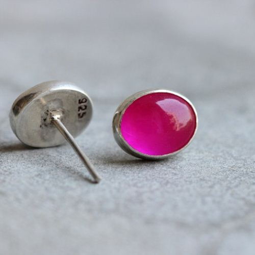 Bridesmaid gifts - Pink earrings, Pink Chalcedony silver earrings