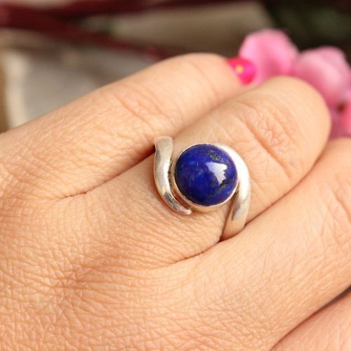 Promise ring - Lapis Lazuli ring - Blue ring - Artisan Silver ring