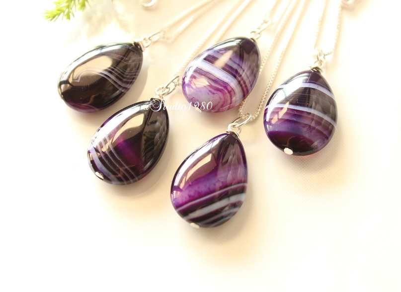 Purple Bridesmaid gift set of 5 - Bridesmaid jewelry silver