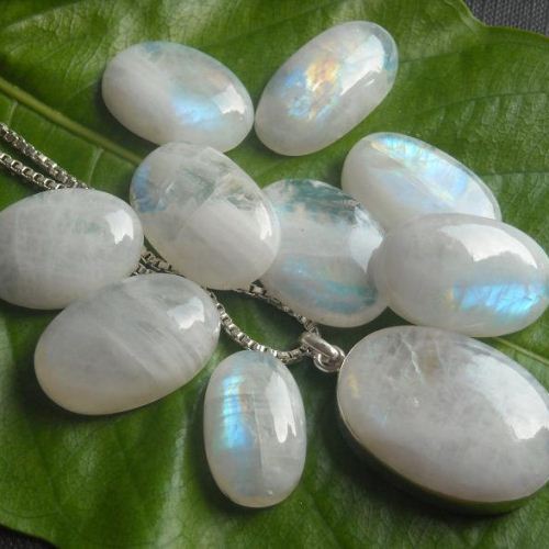 Rainbow Moonstone Pendant Necklace, Large moonstone silver pendant