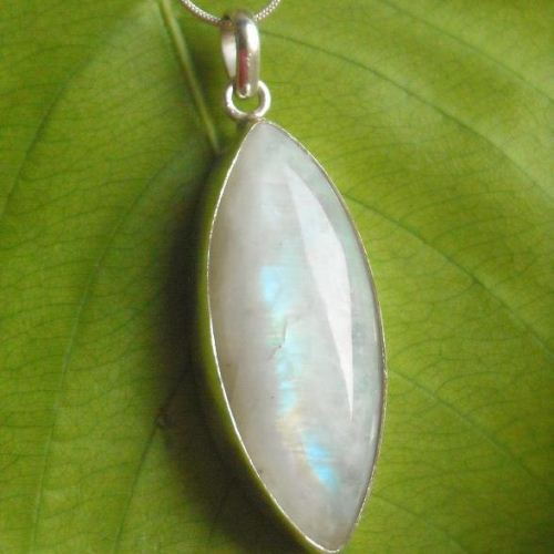 Rainbow Moonstone Pendant Necklace Leaf