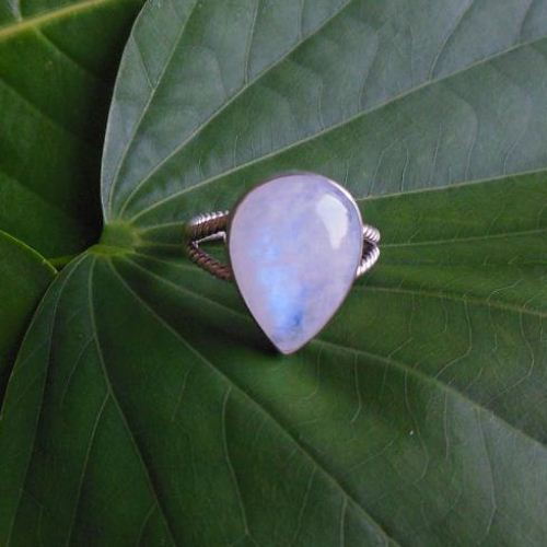 Rainbow Moonstone Ring, Silver drop gemstone ring 