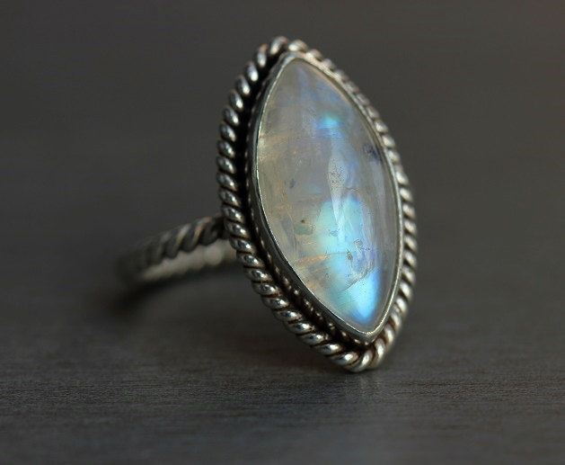 Rainbow Moonstone Ring Ethnic Statement