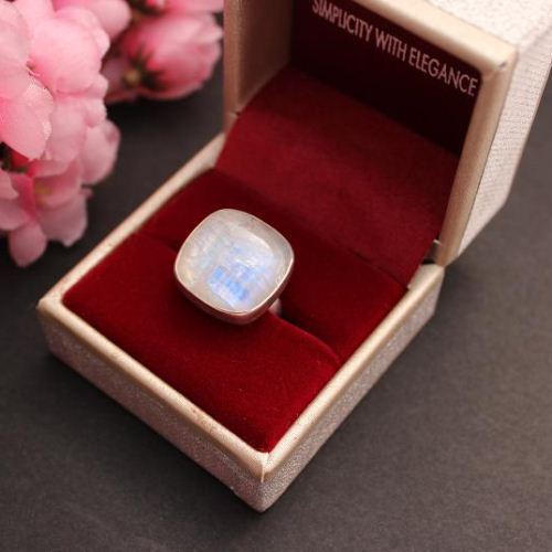 Rainbow Moonstone Ring Moonstone