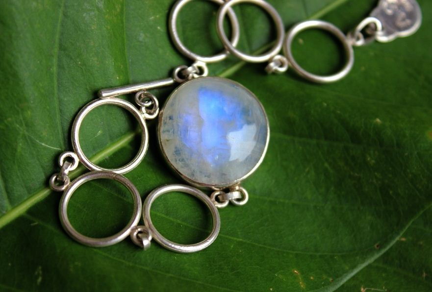 Rainbow Moonstone bracelet Sterling silver
