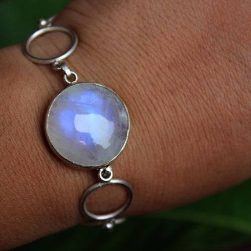 Rainbow Moonstone bracelet - Sterling silver bracelet