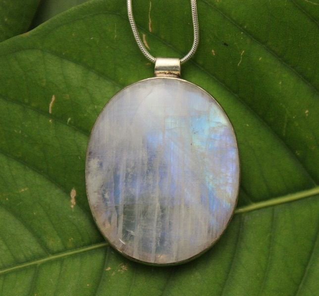 Rainbow Moonstone pendant necklace Oval