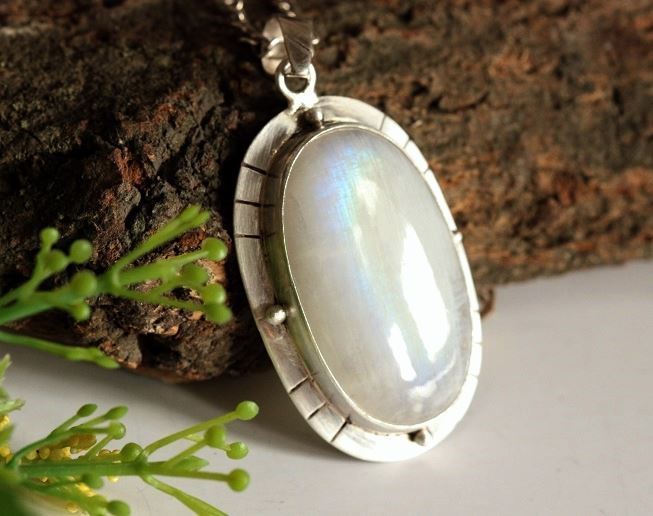 Artisan large rainbow Moonstone pendant