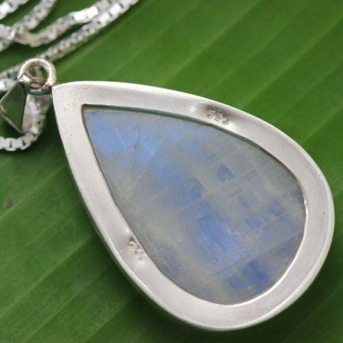 Rainbow Moonstone pendant necklace, Tear drop silver pendant