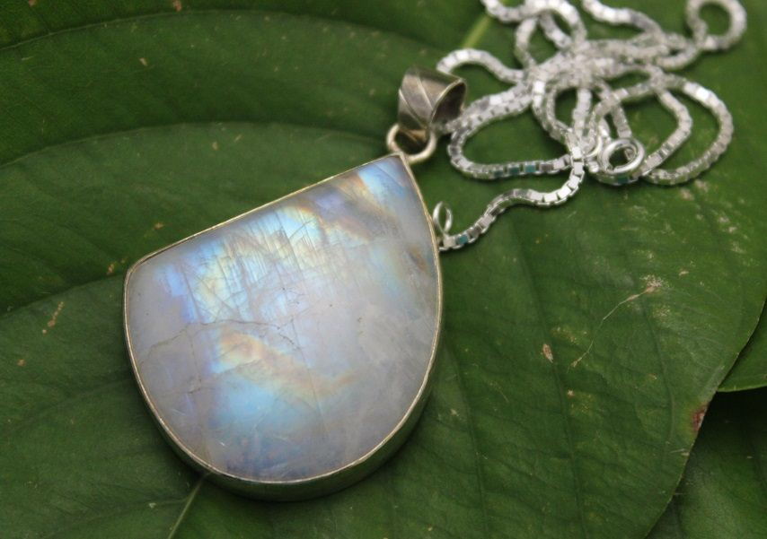 Rainbow Moonstone pendant necklace drop