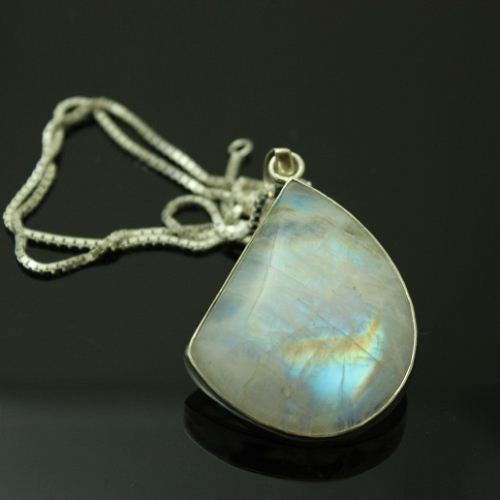 Rainbow Moonstone pendant necklace, Drop pendant, Silver pendant