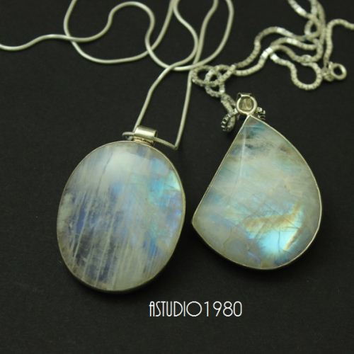 Rainbow Moonstone pendant necklace, Drop pendant, Silver pendant