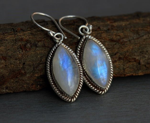 Rainbow moonstone earrings Artisan earrings