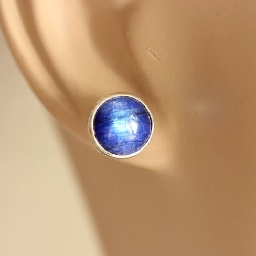 Rainbow moonstone earrings - Blue silver stud earrings