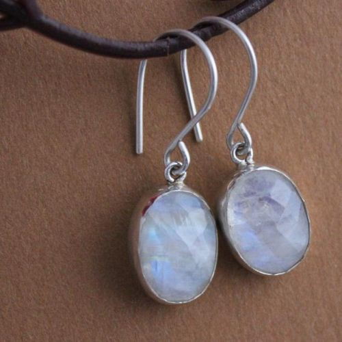 Rainbow moonstone earrings - Sterling silver dangle earrings