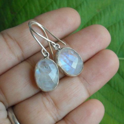 Rainbow moonstone earrings - Sterling silver dangle earrings