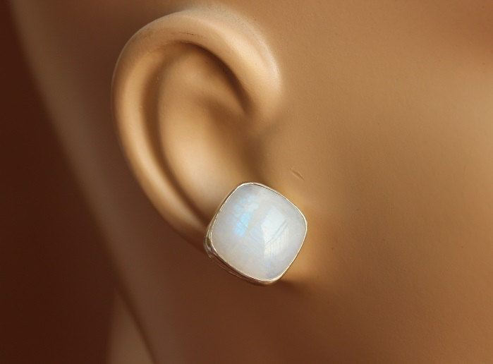Rainbow moonstone earrings Stud earrings