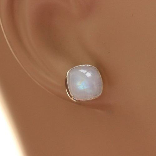Rainbow moonstone earrings, Stud earrings, Moonstone silver studs