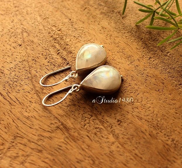 Rainbow moonstone earrings sterling silver earrings handmade