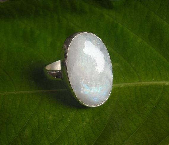 Rainbow moonstone ring large oval