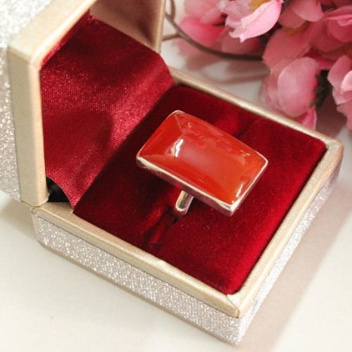 Rectangle ring, Carnelian ring, Carnelian sterling silver jewelry