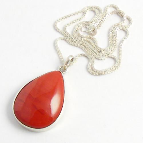 Red Coral Jewelry Sets, Red coral silver pendant earrings set