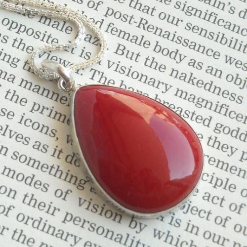 Red Coral Pendant - Coral silver Jewelry - Coral pendant necklace