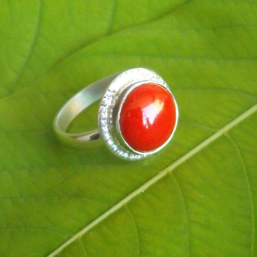 Red Coral Ring, Ethnic ring, Silver artisan jewelry