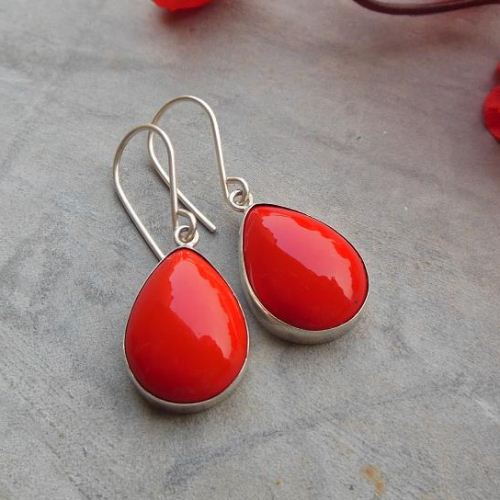 Red Coral earrings Artisan earrings