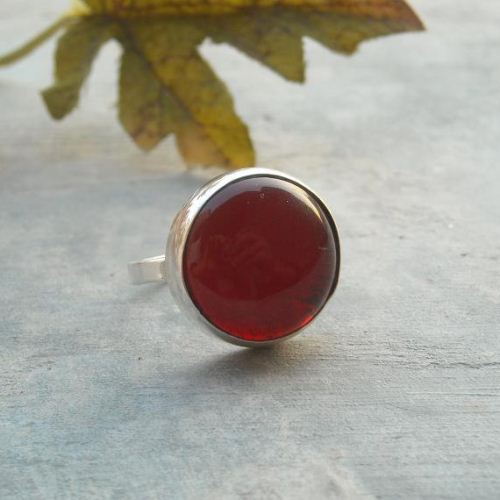 Red carnelian ring - Sterling carnelian jewelry - Silver round ring