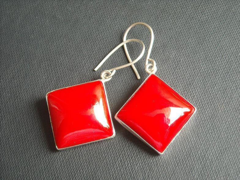 Red coral earrings Red earrings