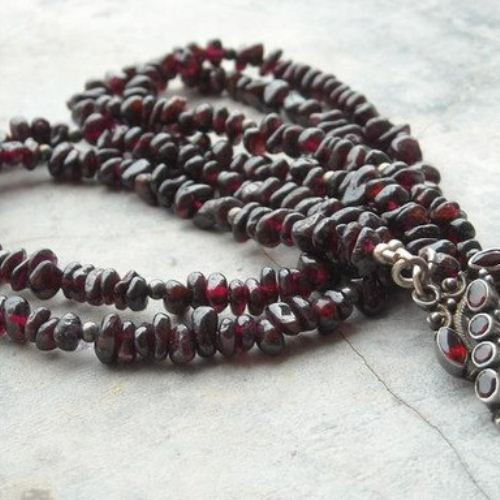 Red garnet necklace beaded necklace