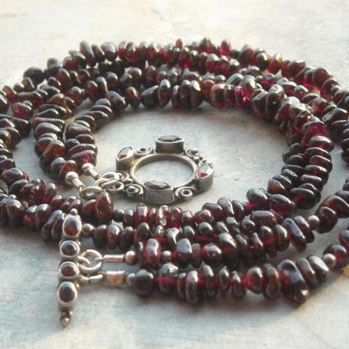 Red garnet necklace, beaded necklace, handmade necklace, January birthstone necklace