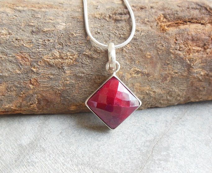 Ruby pendant Red pendant Bezel