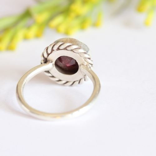 Artisan ruby ring, Handmade July birthstone sterling silver jewelry