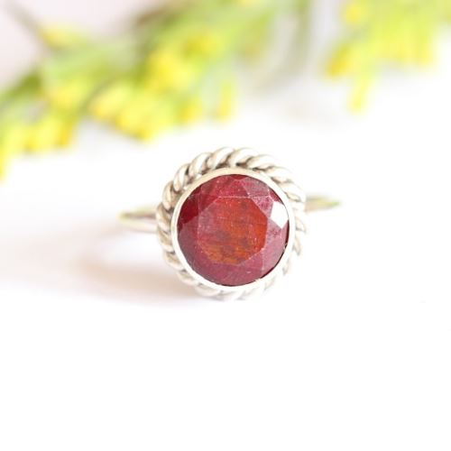 Artisan ruby ring, Handmade July birthstone sterling silver jewelry