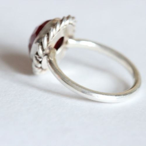 Ruby ring - Round red - July Birthstone - Sterling silver gifts