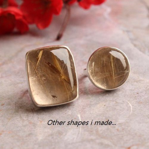 Rutil Quartz ring, Square ring, Silver gemstone ring
