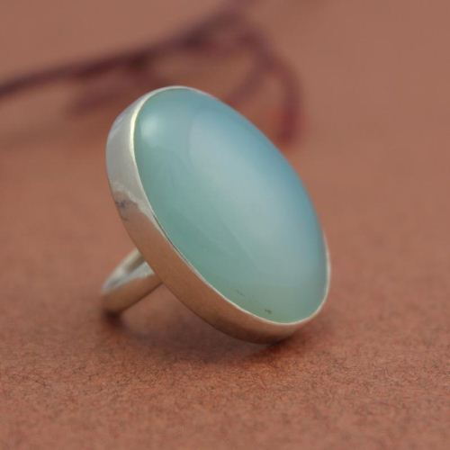 Sea foam Green Chalcedony ring