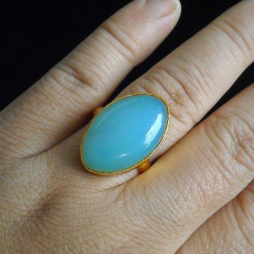 Sea foam blue chalcedony ring