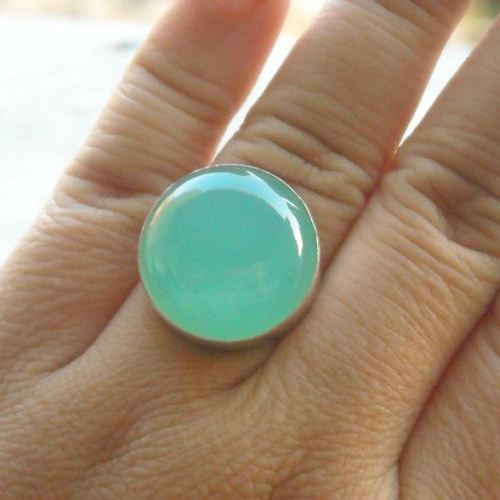 Seafoam chalcedony ring, Sea green chalcedony ring in Sterling silver
