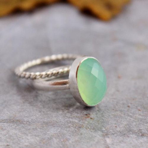 Sea foam green ring Chalcedony