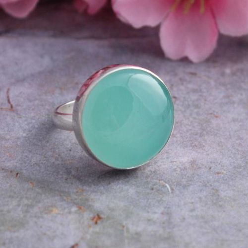 Sea foam green ring Chalcedony
