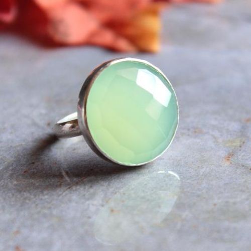 Sea foam green ring Chalcedony