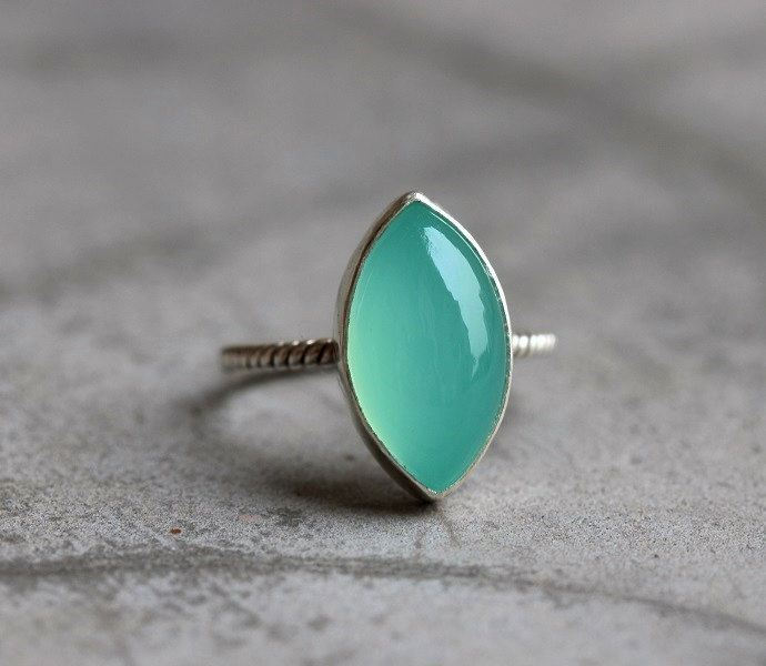 Sea foam green ring Chalcedony
